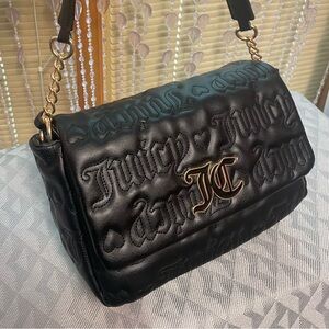 Juicy Couture black two way shoulder/cross body soft feaux leather bag, NwoT
